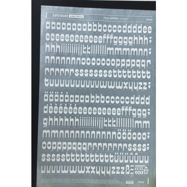 Letraset White 2443W 72pt. Zipper Lower Case Letters