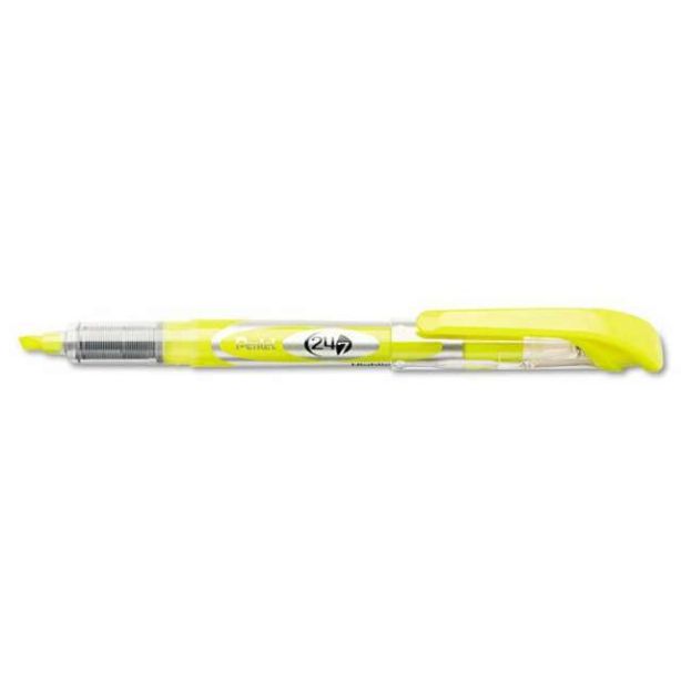 Pentel 24/7 Chisel Tip Highlighter, 3mm, Yellow, Box of 12