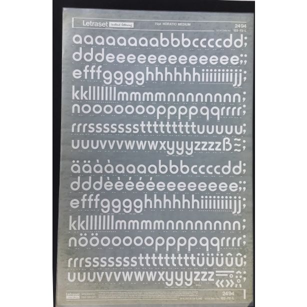 Letraset White 2494W 72pt. Horatio Medium Lower Case Letters