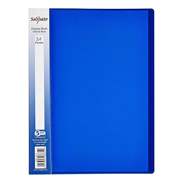 Snopake A4 Electra Blue Display Book, 24 pockets