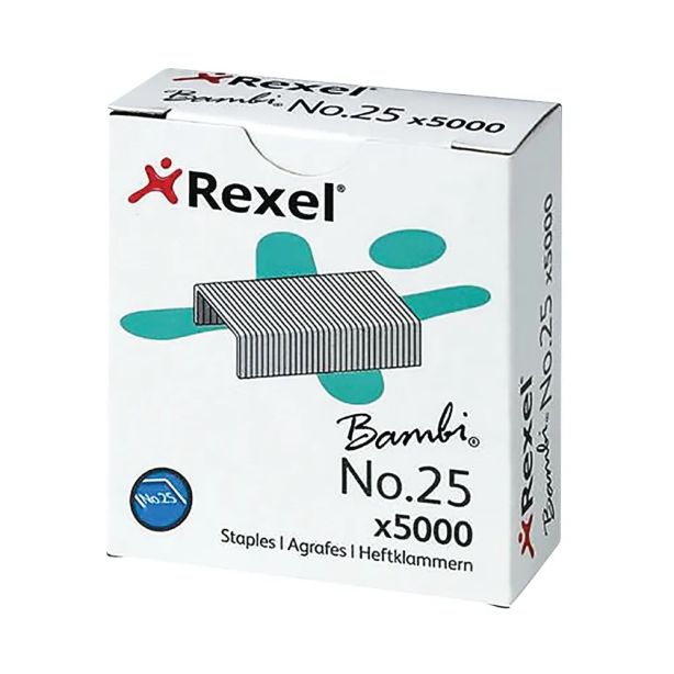 Rexel No 25 Bambi Staples, Pack of 5000 05025