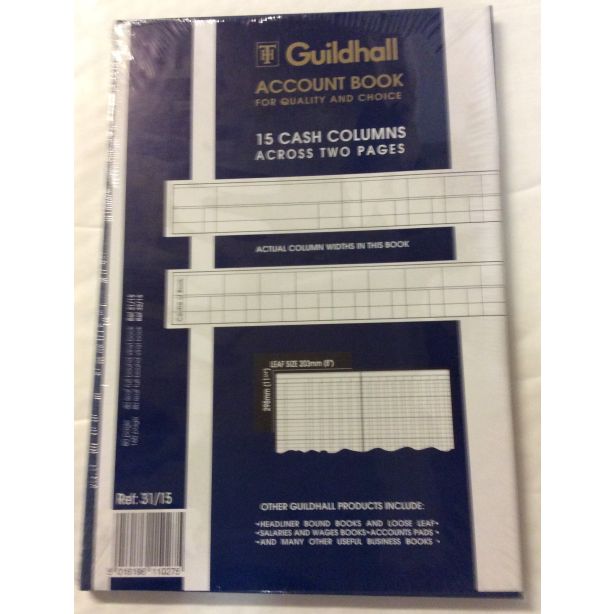 Guildhall Analysis Book, Series 31, 15 cash columns , 31/15