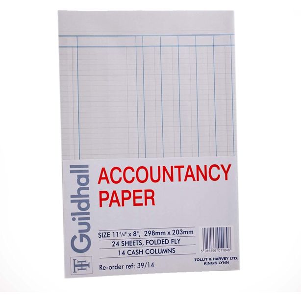 Guildhall Accountancy Paper, Pack of 240 Sheets, 14 Cash Columns 39/14Z