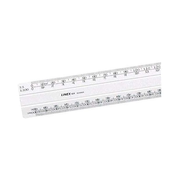  Linex Flat Scale Rule, 4 Bevels, 8 Scales, Divisions:1:1:20:25:50:100:200:250:500