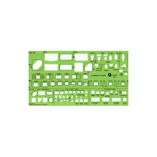 Jakar 4672 Plumbing Fixtures Template Scales 1:50 1:100