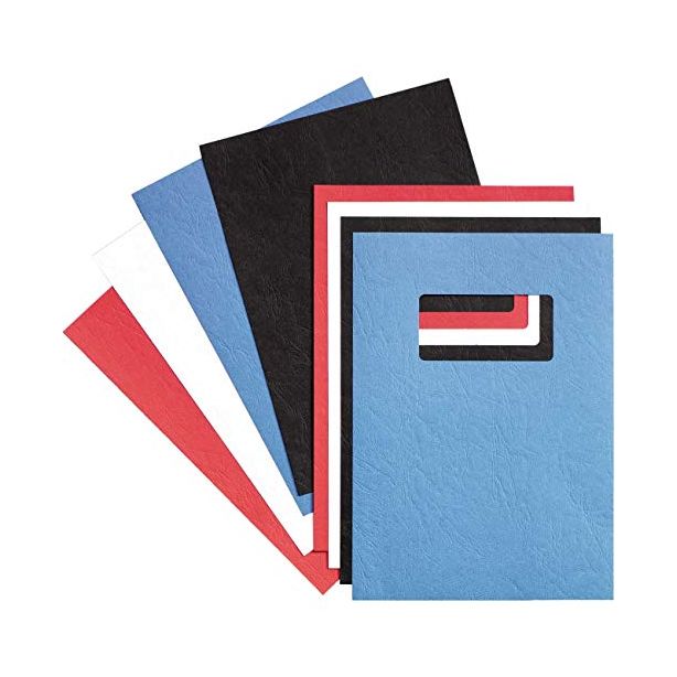 Rexel A4 Binding Covers, 250gsm, Textured Leathergrain Card, Window, Black, Pack of 50, 46705
