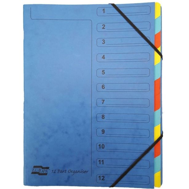 Europa Elasticated 12 Part Organiser Blue 