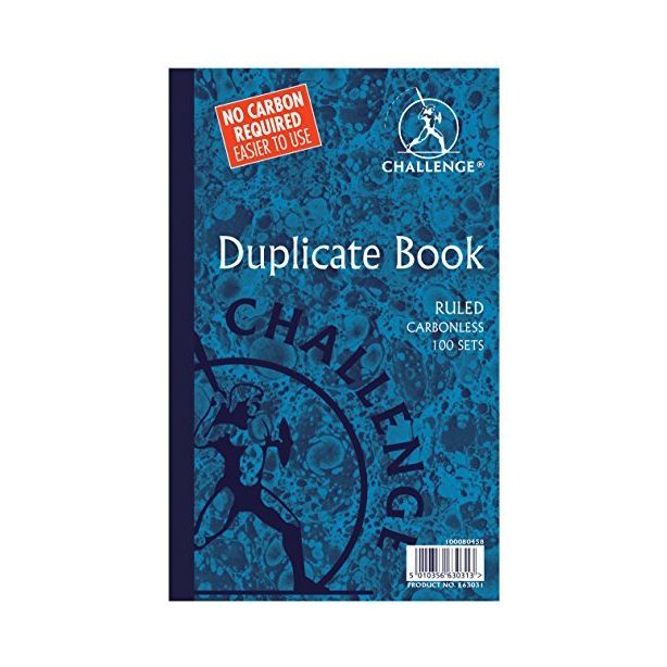 Challenge Duplicate Book, 210 x 130mm, Feint with Carbon