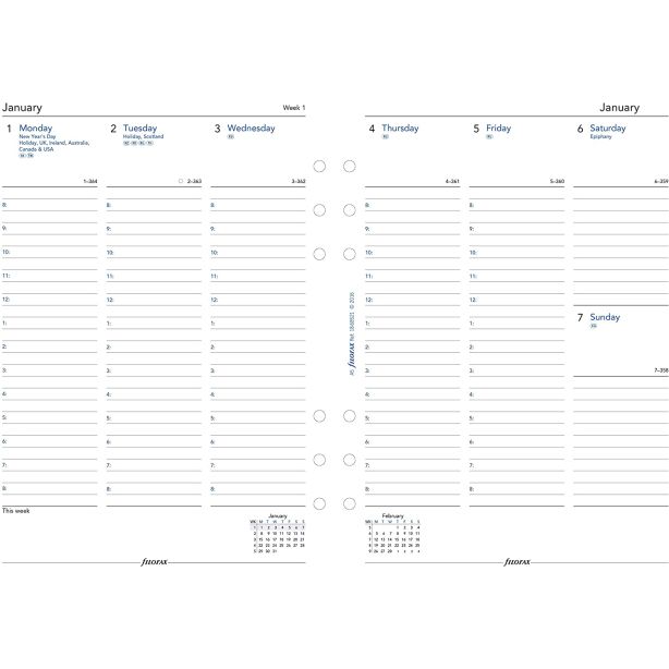 Filofax A5 Vertical Column Diary Week to View 2023
