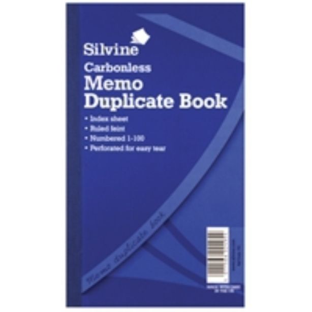 Silvine Carbonless Duplicate Book. 210 x 127mm. Memo 701