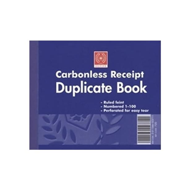 Silvine Receipt Book 102 x 127mm. Carbonless. Duplicate 720