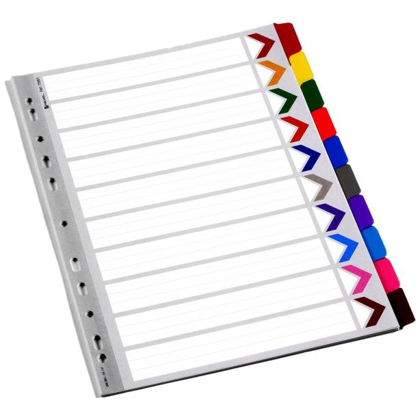 Rexel A4 Reinforced 10 Part Mylar Divider, Pack of 5