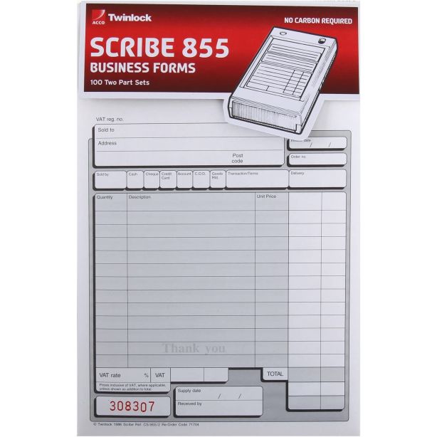 Twinlock Scribe Purchase Order Refills (855) 2 part Pack of 100
