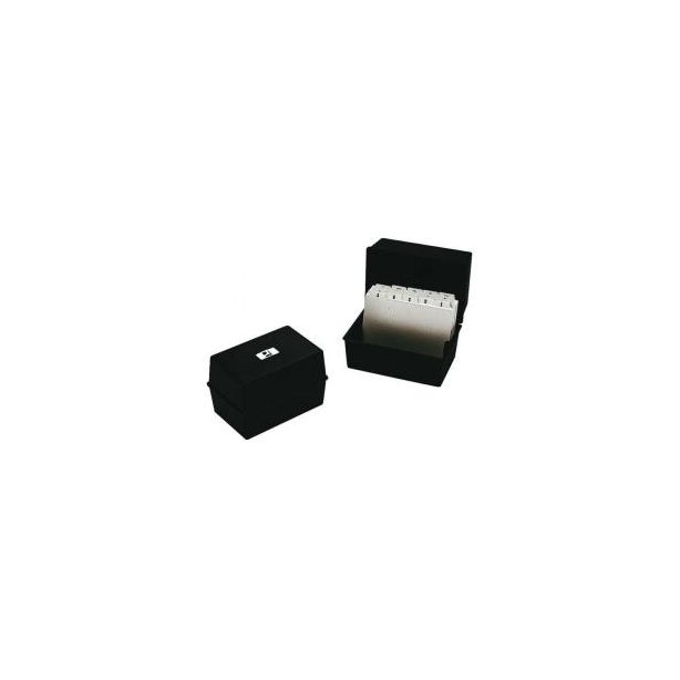 Q Connect Card Index Box, 8x5 inches: Black