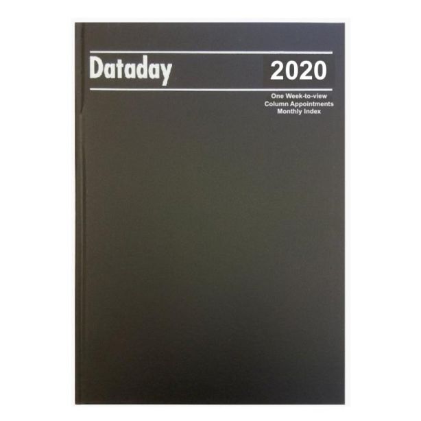 Dataday 2020 Desk Diary A43CIA Black Monthly Index Column Appointments