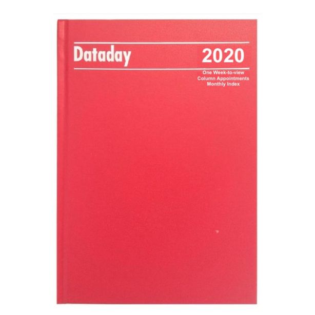 Dataday 2020 Desk Diary A43CIA Red Monthly Index Column Appointments
