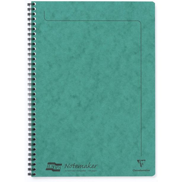 Clairefontaine Europa Notemaker Wiro Notebook A4 90gsm 120 Page Green