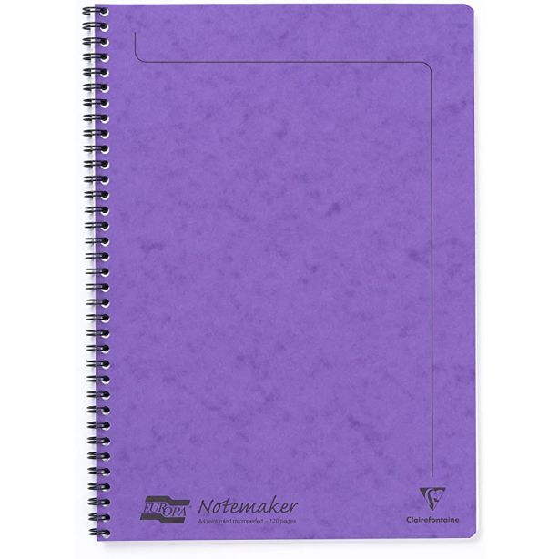 Clairefontaine Europa Notemaker Wiro Notebook A4 90gsm 120 Page Lilac