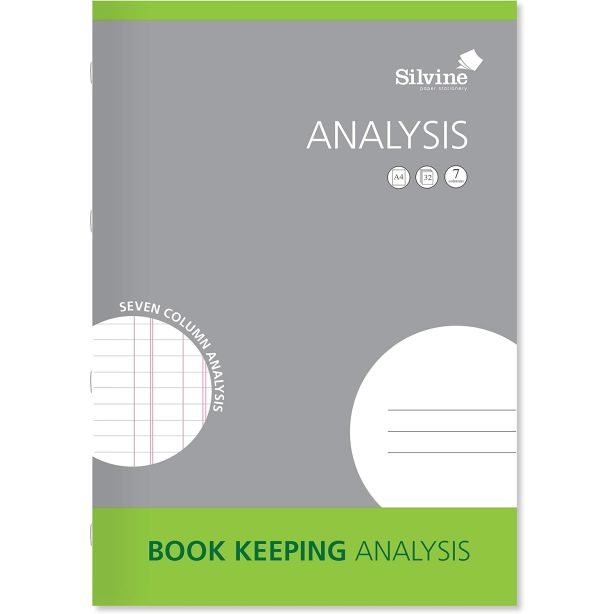 Silvine A4 Analysis Book SJA4A, Green Cover, 7 Column Analysis, 