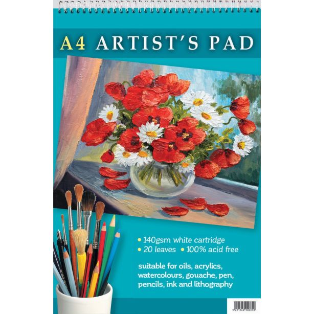 Artist's Pad, A4, 20 Leaves,140gsm White Cartridge Paper