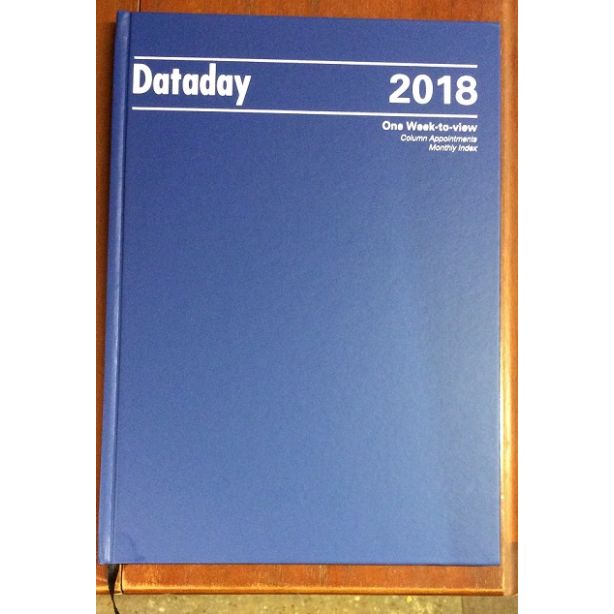 Dataday 2019 Desk Diary A43CIA, Week To View with Monthly Index and Column Appointments, Blue