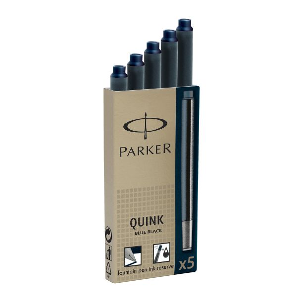 Quink Cartridges Permanent Black/Blue Pack of 5