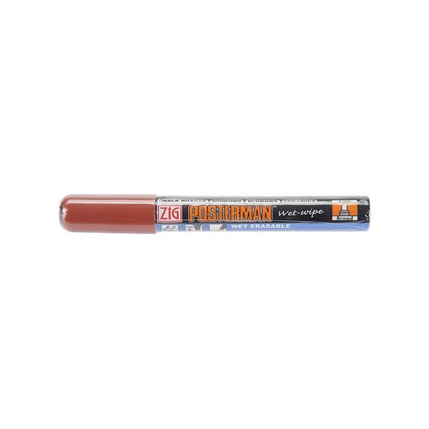 Zig Posterman Brown Wet Wipe Markers. 6mm Chisel Tip