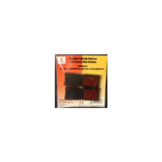Replacement 2 colour stamp ink pad for Cathedral 4 in 1 / 12 in 1. Red/Blue. Pack of 2 Pads