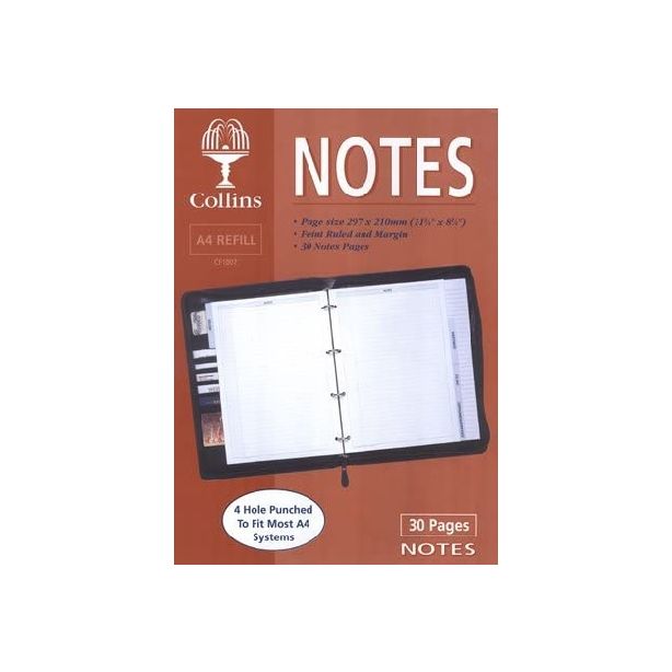 Collins A4 Notes Refill CF1007 (fits Filofax)