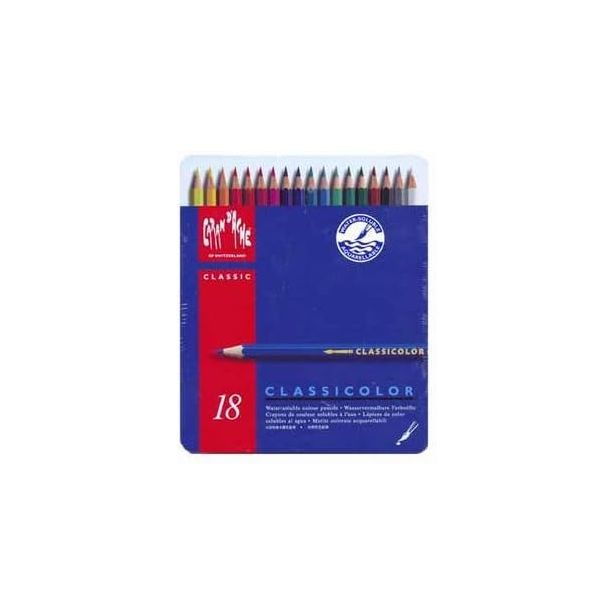 Caran D'Ache Classicolor Colour Pencils, Tin of 18 Water-soluble