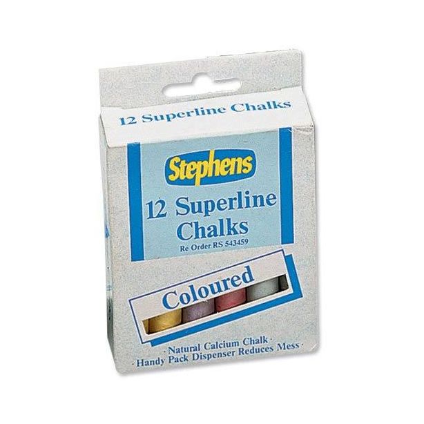 Stephens Chalk, Coloured, one pack of 12 chalks