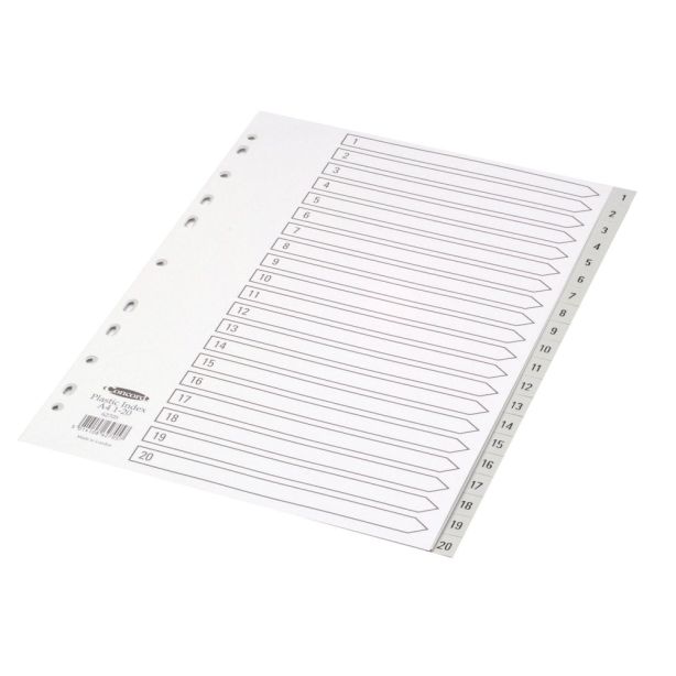 Concorde Grey A4 Polypropylene Index, 1-20