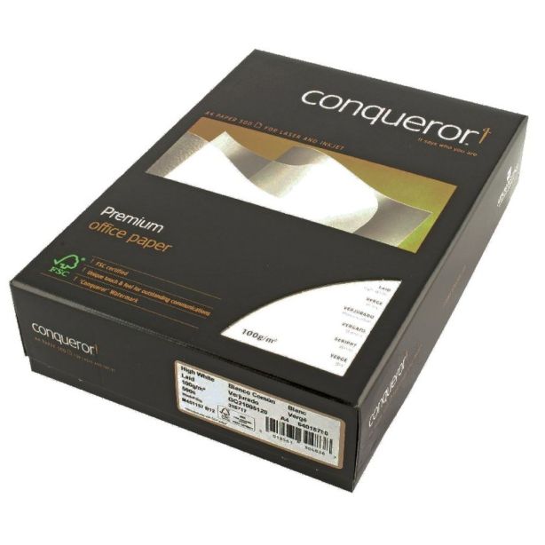Conqueror Laid High White A4 Texture Paper 90gsm Pack of 500