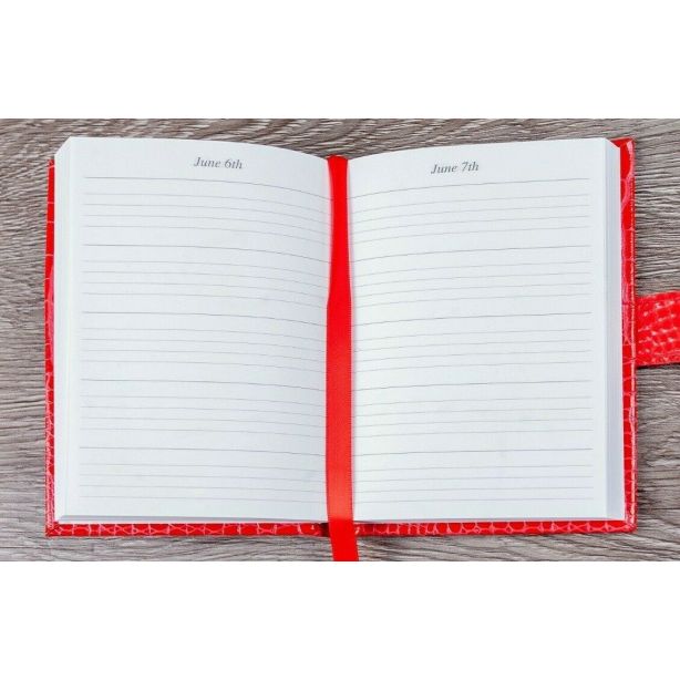Crocodile Grain Leather Five Year Diary with No Lock  140x95mm, Black
