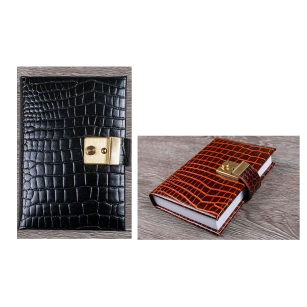 Crocodile Grain Leather Five Year Diary with Lock and Key