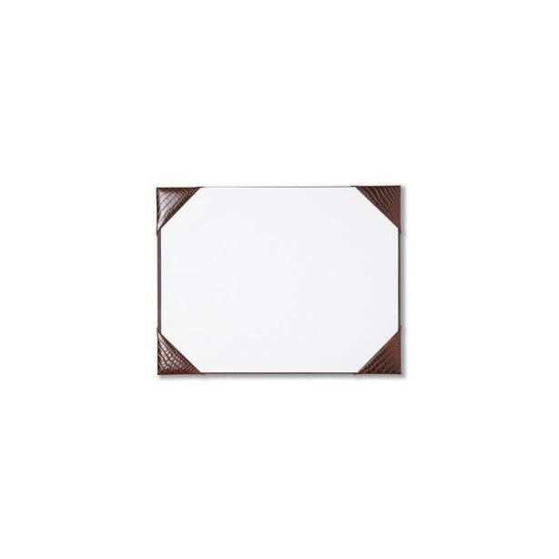 Crocodile Grain Leather 4 Corner Full Demy Desk Blotter, Brown