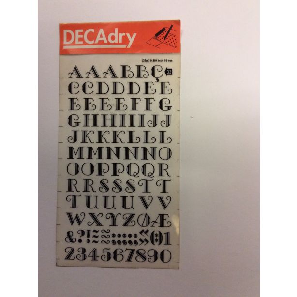 Decadry Transfers No33, 38pt, 10mm, 0.394inch, Black