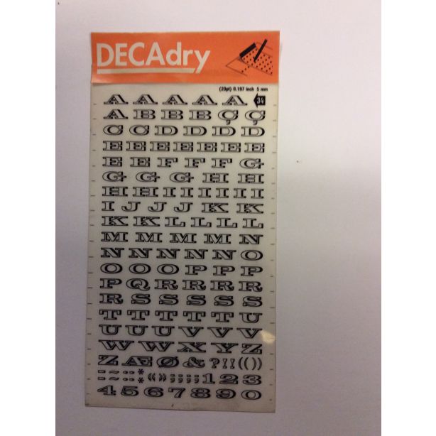 Decadry Transfers No34, 20pt, 5mm, 0.197inch, Black