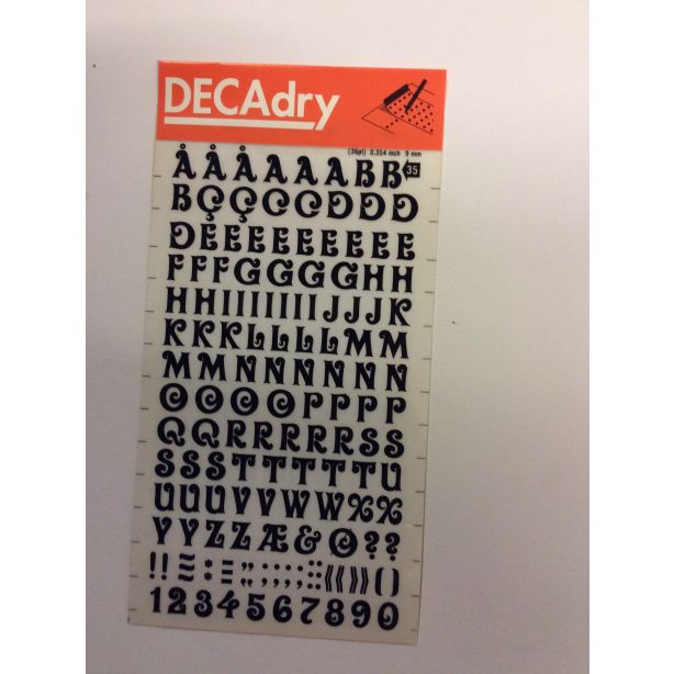 Decadry Transfers No35, 36pt, 9mm, 0.354inch, Black