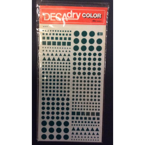 Decadry Super Transfers No657, Circles, Squares & Triangles, Green