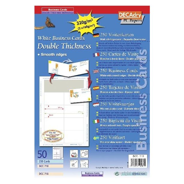 Decadry 320gsm Double Thickness Business Cards, Pack of 250