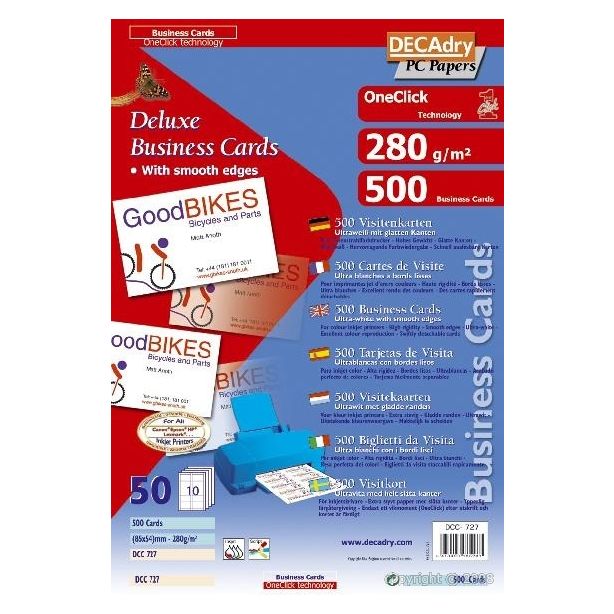 Decadry Deluxe Inkjet Business Cards 85x54 280gsm Pack of 500