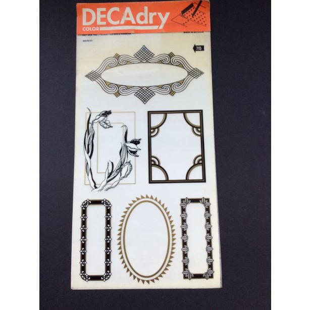 Decadry Super Transfers No715, Black & Gold Art Nouveau Small Frames