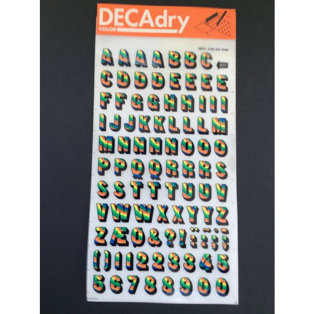 Decadry Super Transfers No821, Multicoloured Curved Stripe 60pt, 15mm, 0.591inch Letters