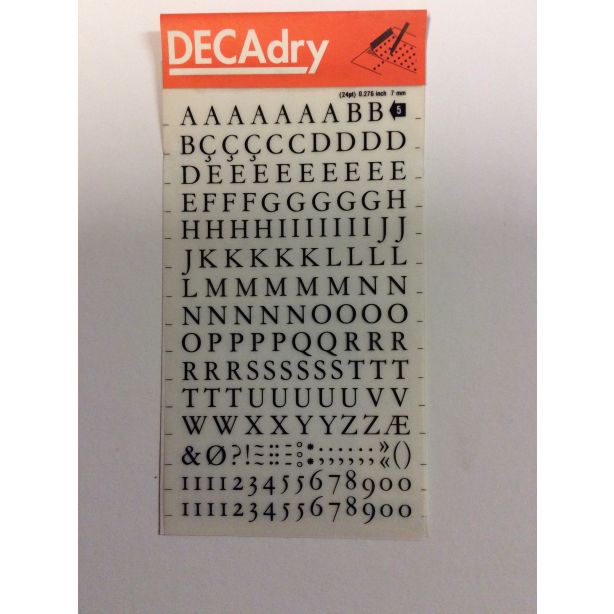 Decadry Transfers No5, 24pt, 7mm, 0.276inch, Black