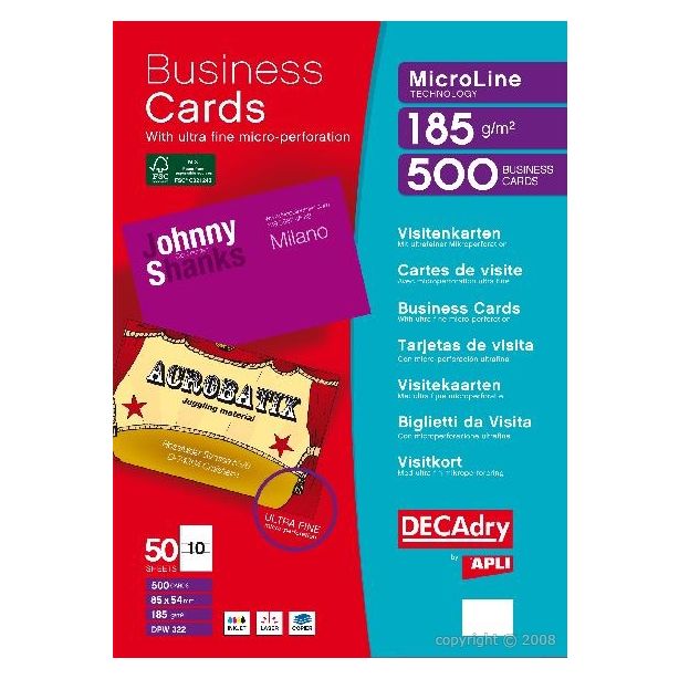 Decadry 185gsm Business Cards, Pack of 500