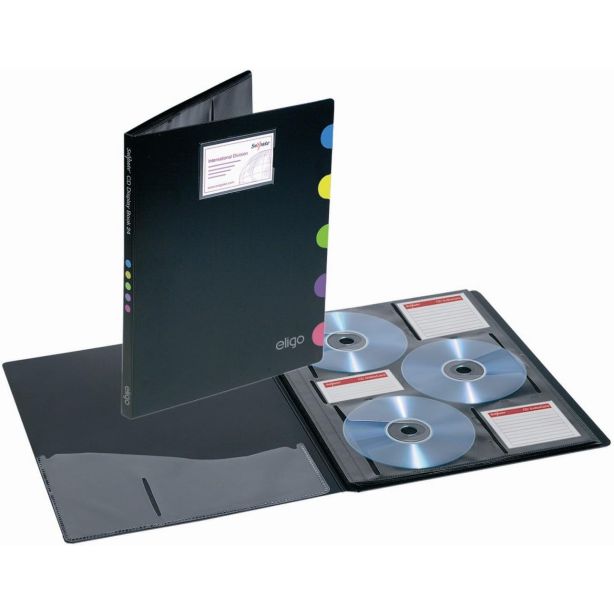 Snopake Eligo CD Slimline Display Book Pockets Hold 24 CDs, Black