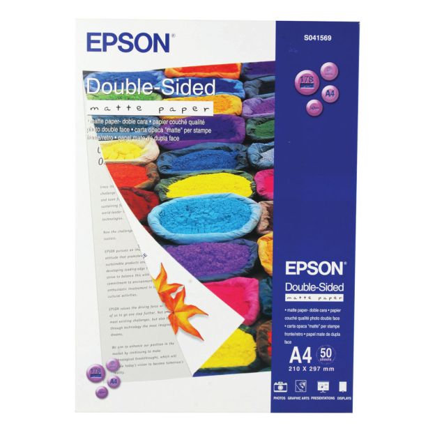 Epson A4 Double Sided  Matte Paper, 167gsm, Pack of 50