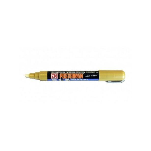 Zig Posterman Gold Wet Wipe Markers. 6mm Chisel Tip