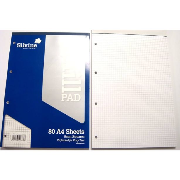 Silvine Refill Pad A4 80 Leaf Graph Paper